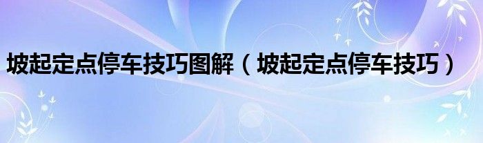 坡起定点停车技巧图解（坡起定点停车技巧）