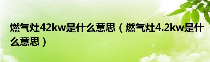 燃气灶42kw是什么意思（燃气灶4.2kw是什么意思）