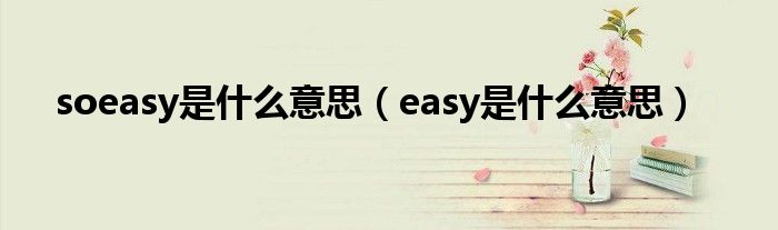 soeasy是什么意思（easy是什么意思）