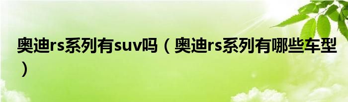 奥迪rs系列有suv吗（奥迪rs系列有哪些车型）