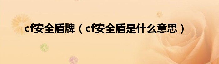 cf安全盾牌（cf安全盾是什么意思）