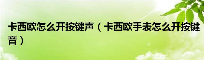 卡西欧怎么开按键声（卡西欧手表怎么开按键音）