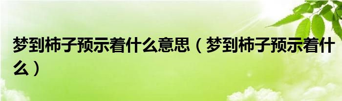 梦到柿子预示着什么意思（梦到柿子预示着什么）