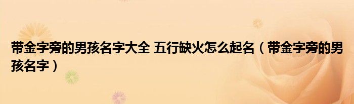 带金字旁的男孩名字大全 五行缺火怎么起名（带金字旁的男孩名字）