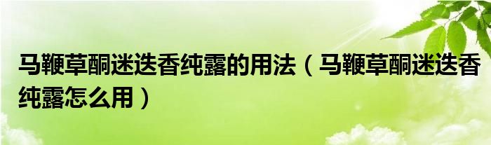 马鞭草酮迷迭香纯露的用法（马鞭草酮迷迭香纯露怎么用）