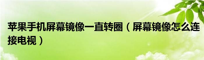 苹果手机屏幕镜像一直转圈（屏幕镜像怎么连接电视）