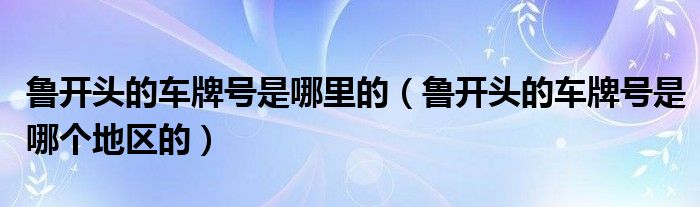 鲁开头的车牌号是哪里的（鲁开头的车牌号是哪个地区的）