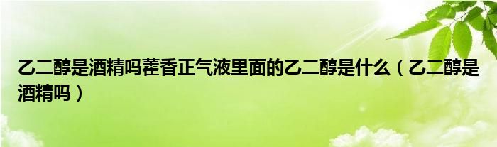 乙二醇是酒精吗藿香正气液里面的乙二醇是什么（乙二醇是酒精吗）