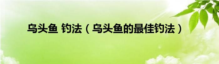 乌头鱼 钓法（乌头鱼的最佳钓法）