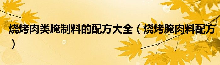 烧烤肉类腌制料的配方大全（烧烤腌肉料配方）