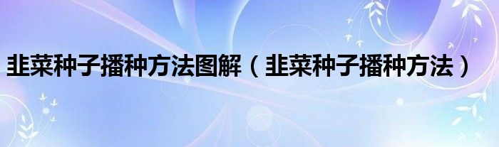 韭菜种子播种方法图解（韭菜种子播种方法）