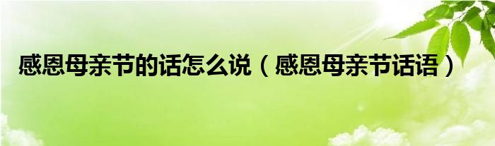 感恩母亲节的话怎么说（感恩母亲节话语）