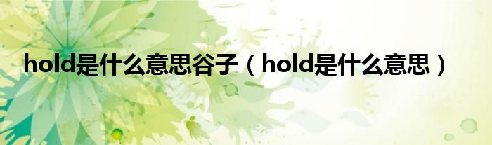 hold是什么意思谷子（hold是什么意思）