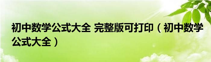 初中数学公式大全 完整版可打印（初中数学公式大全）