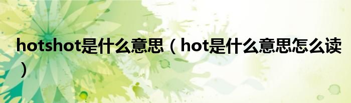 hotshot是什么意思（hot是什么意思怎么读）