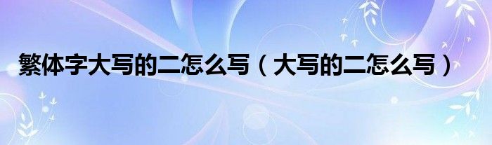 繁体字大写的二怎么写（大写的二怎么写）