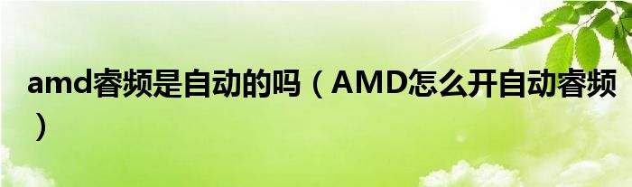 amd睿频是自动的吗（AMD怎么开自动睿频）