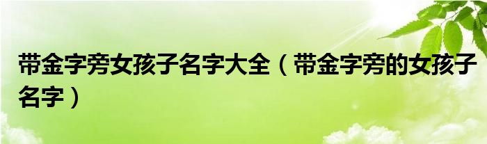 带金字旁女孩子名字大全（带金字旁的女孩子名字）