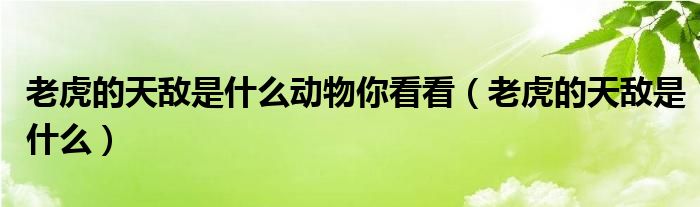 老虎的天敌是什么动物你看看（老虎的天敌是什么）