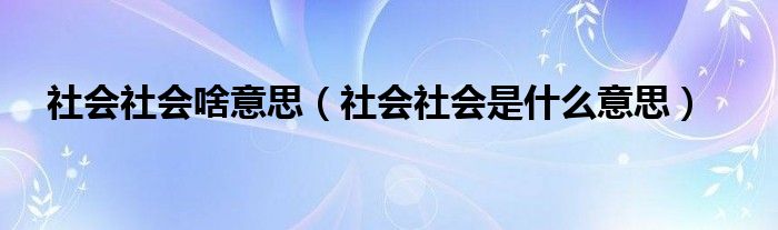 社会社会啥意思（社会社会是什么意思）