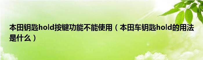 本田钥匙hold按键功能不能使用（本田车钥匙hold的用法是什么）