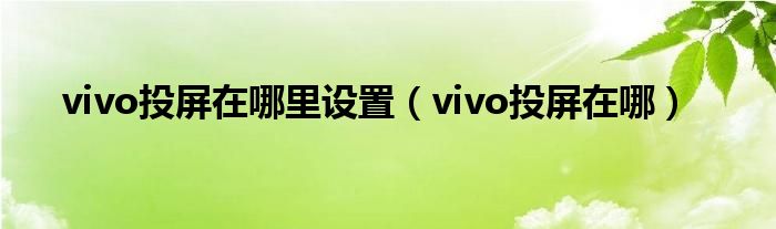 vivo投屏在哪里设置（vivo投屏在哪）