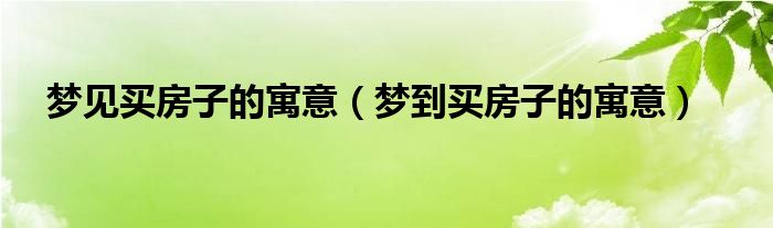 梦见买房子的寓意（梦到买房子的寓意）