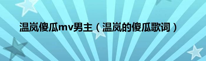 温岚傻瓜mv男主（温岚的傻瓜歌词）