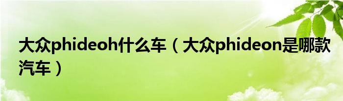 大众phideoh什么车（大众phideon是哪款汽车）