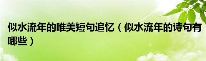 似水流年的唯美短句追忆（似水流年的诗句有哪些）