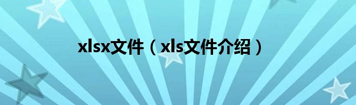 xlsx文件（xls文件介绍）