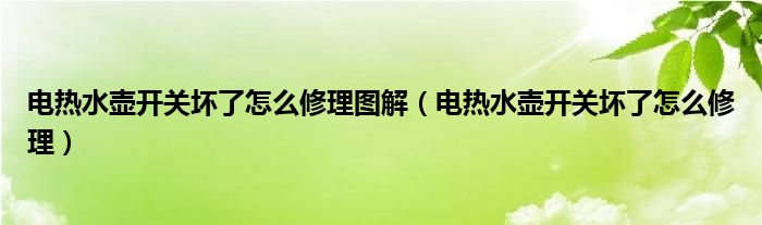 电热水壶开关坏了怎么修理图解（电热水壶开关坏了怎么修理）