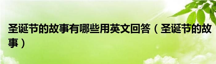 圣诞节的故事有哪些用英文回答（圣诞节的故事）