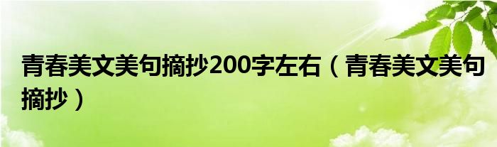 青春美文美句摘抄200字左右（青春美文美句摘抄）