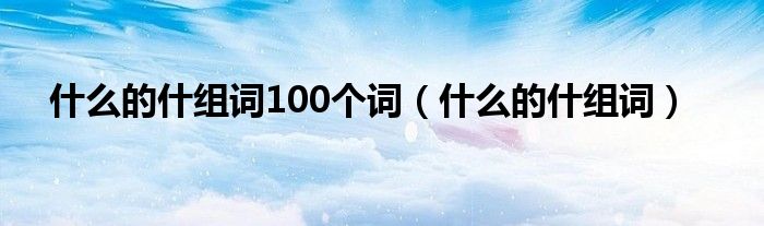 什么的什组词100个词（什么的什组词）