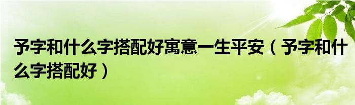 予字和什么字搭配好寓意一生平安（予字和什么字搭配好）