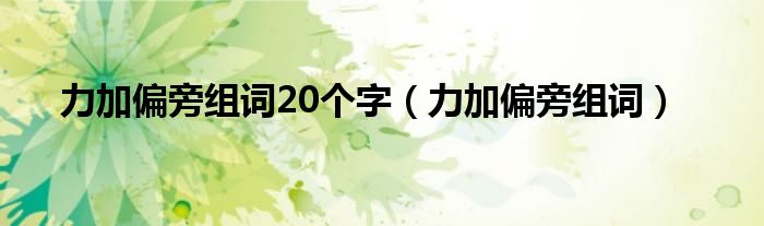 力加偏旁组词20个字（力加偏旁组词）