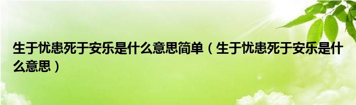 生于忧患死于安乐是什么意思简单（生于忧患死于安乐是什么意思）