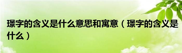 璟字的含义是什么意思和寓意（璟字的含义是什么）