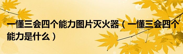 一懂三会四个能力图片灭火器（一懂三会四个能力是什么）