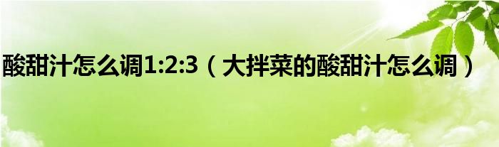 酸甜汁怎么调1:2:3（大拌菜的酸甜汁怎么调）