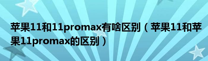 苹果11和11promax有啥区别（苹果11和苹果11promax的区别）