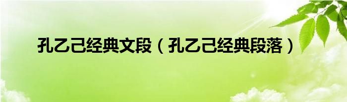 孔乙己经典文段（孔乙己经典段落）