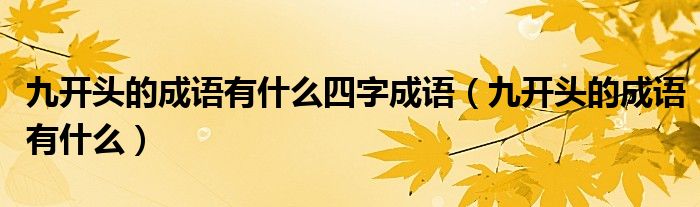 九开头的成语有什么四字成语（九开头的成语有什么）