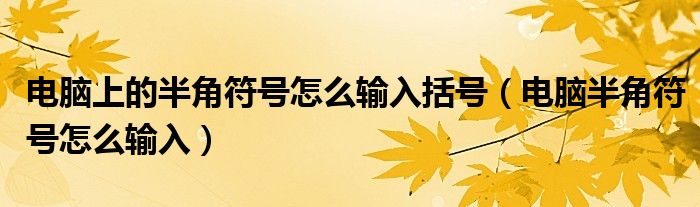 电脑上的半角符号怎么输入括号（电脑半角符号怎么输入）