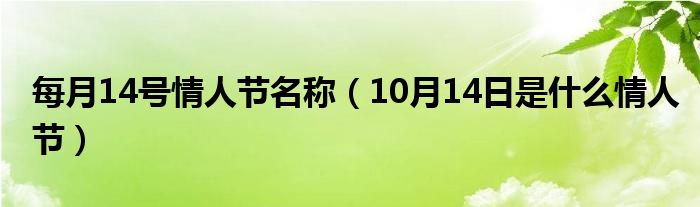 每月14号情人节名称（10月14日是什么情人节）