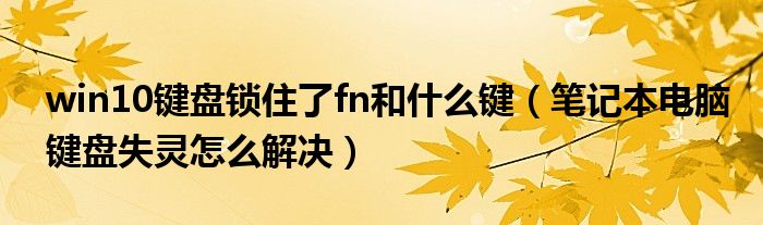 win10键盘锁住了fn和什么键（笔记本电脑键盘失灵怎么解决）