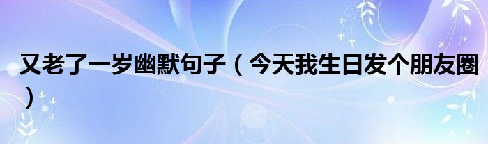 又老了一岁幽默句子（今天我生日发个朋友圈）