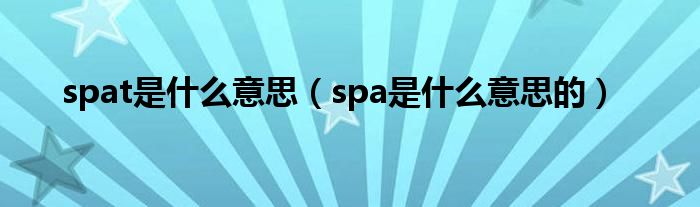 spat是什么意思（spa是什么意思的）