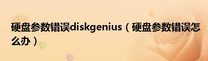 硬盘参数错误diskgenius（硬盘参数错误怎么办）